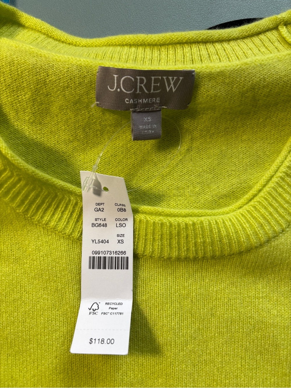 J.Crew Cashmere relaxed T-shirt Lemon Sorbet - Picture 2 of 5